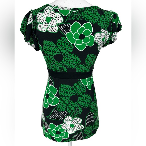 HOT TEMPERED / Green & Black Empire Waist Top / Large - Picture 6 of 7